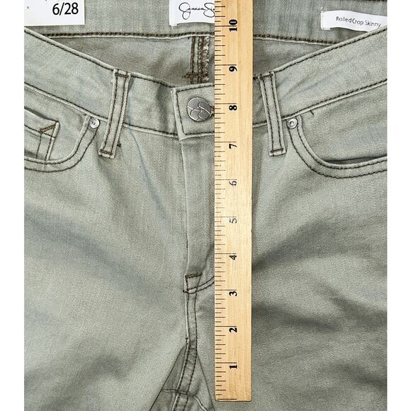 NWT Jessica Simpson Mid-Rise Rolled Hem Cropped Green Skinny Jeans 6 28X27 - Picture 3 of 7
